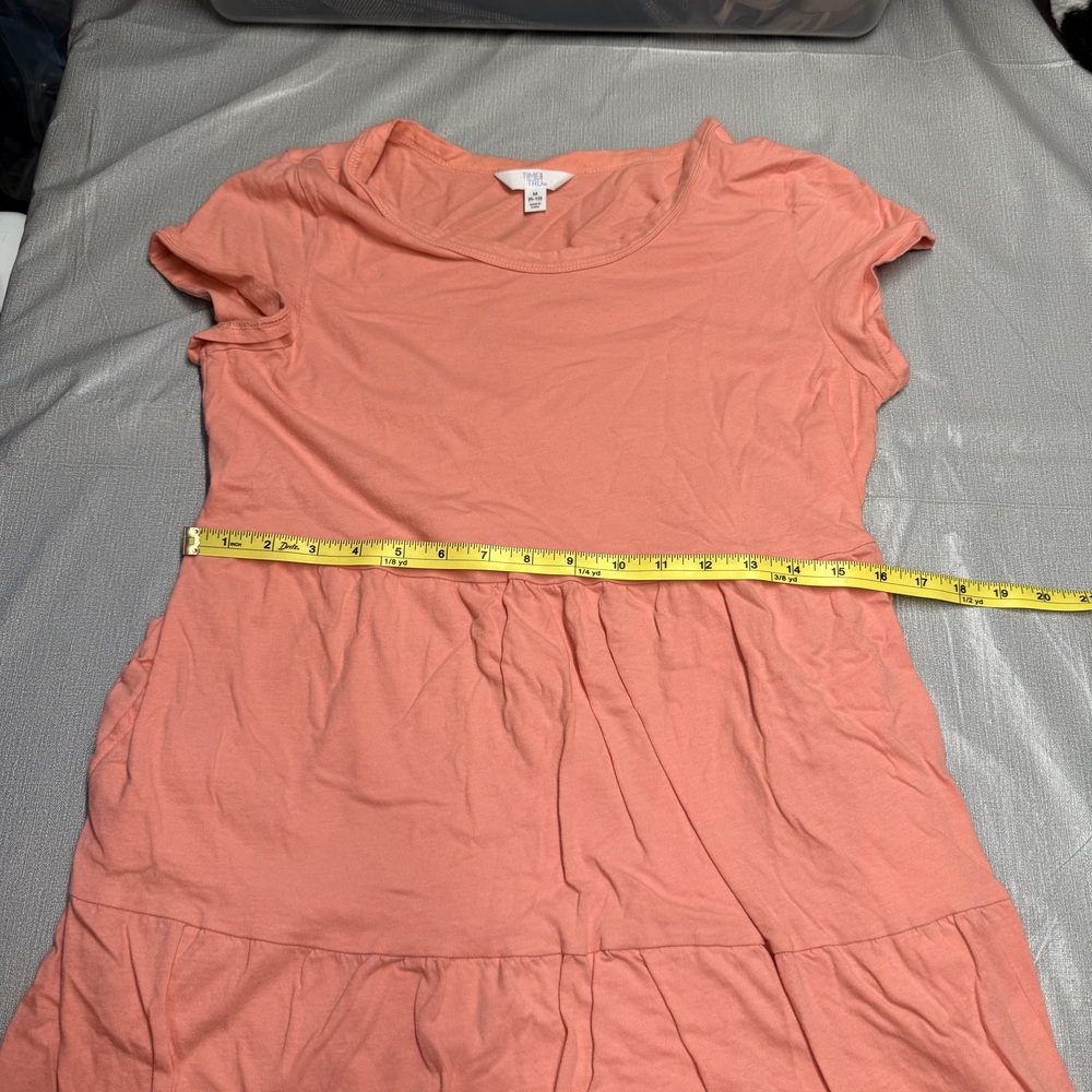 Time and Tru Girls Tiered T-Shirt Dress M 8-10 Coral Pockets - Picture 6 of 9